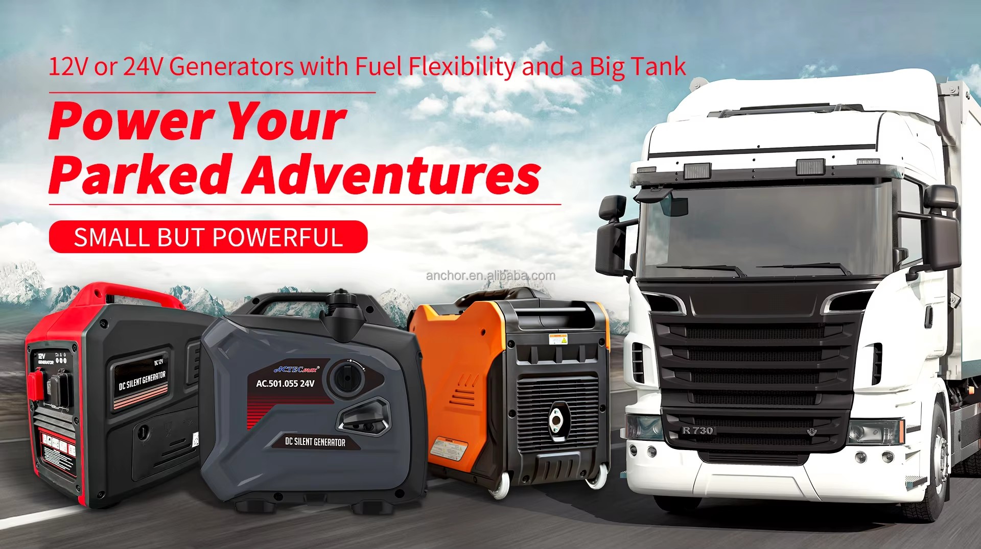 Silent DC 12V 24V Generator AC.501.103 79.7CC DP148F Gasoline Portable Electric Inverter Generation 6.5L for Lithium Batteries