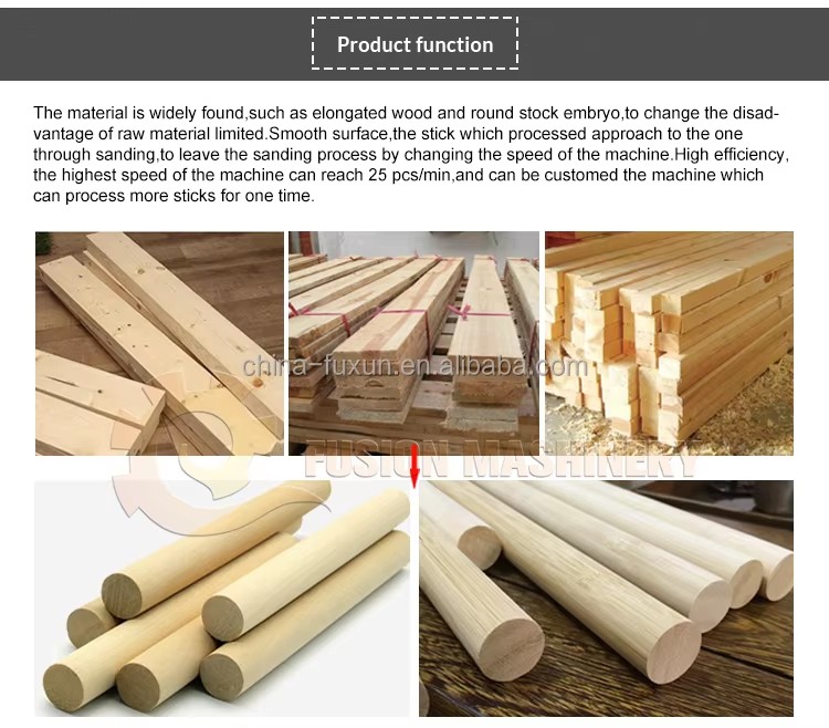 Brush Wooden Handle Making Machine Sanding Polishing Machine for Wood Wood Round Rod Sticks Broom Making Machine