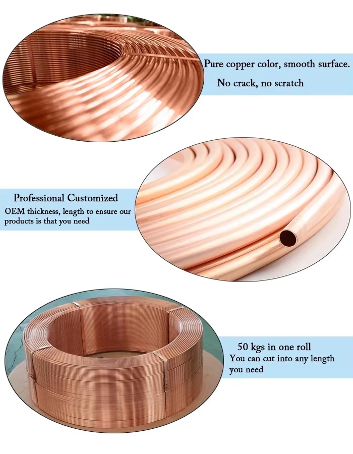 Air Conditioner Refrigerant Copper Pipes Pancake Coil for air Conditioner Copper Tube