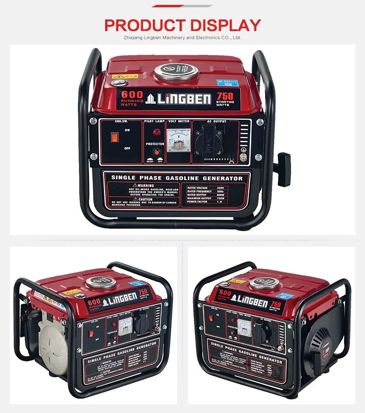 Gasoline Generator Spare Parts Set 0.65KW2.0HPKVA Recoil Single Phase Copper Aluminium Fuel Tank Frame Generator Dealers LB950-A
