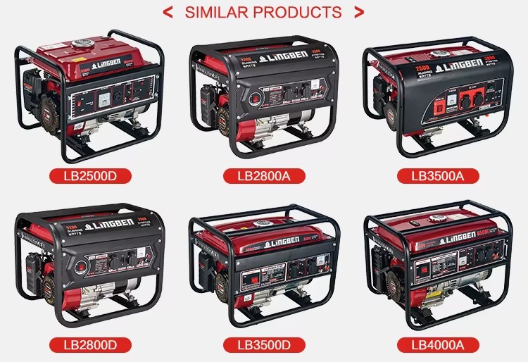 Gasoline Generator Spare Parts Set 0.65KW2.0HPKVA Recoil Single Phase Copper Aluminium Fuel Tank Frame Generator Dealers LB950-A