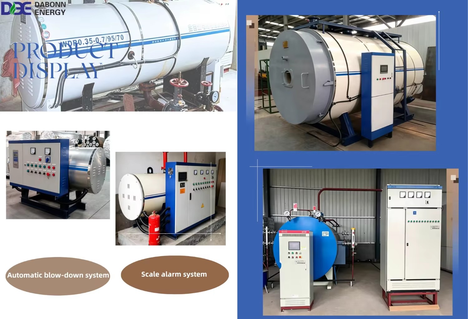 Horizontal Fire Tube Pressure 50kg/h 150kW 2.8MW Automatic Electric Steam Boiler for PLC Control for Food Processing Plant