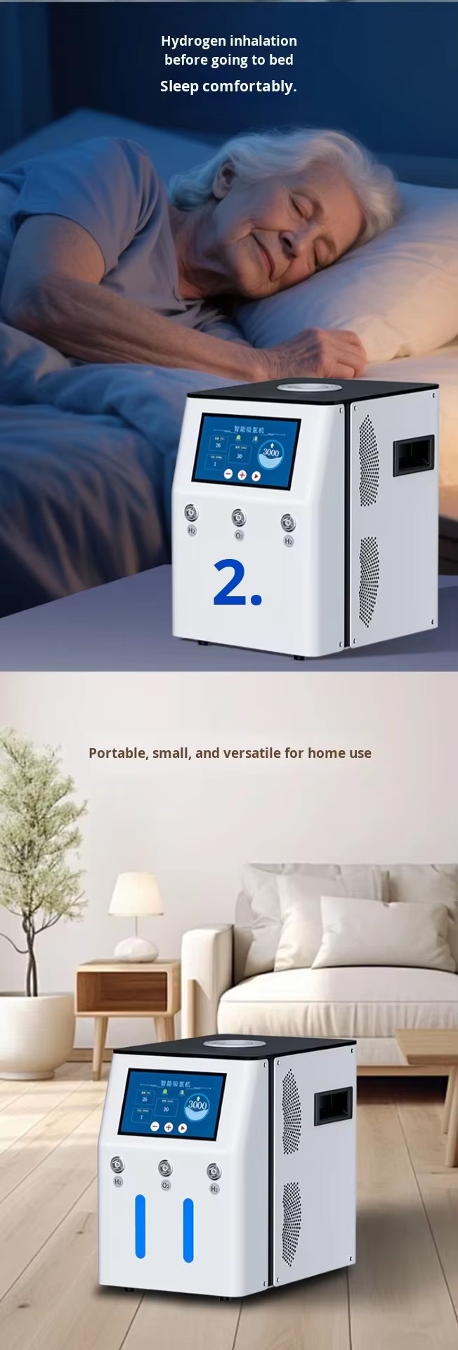 Manufacturer Direct Sales Economical H2 Inhaler 3000ml Hydrogen Equipment Under-Sink Electric Household 2001-5000ppb 1 Year