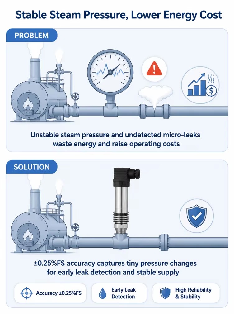 GPT220 0-10V Compact High Temperature Steam Pressure Sensor