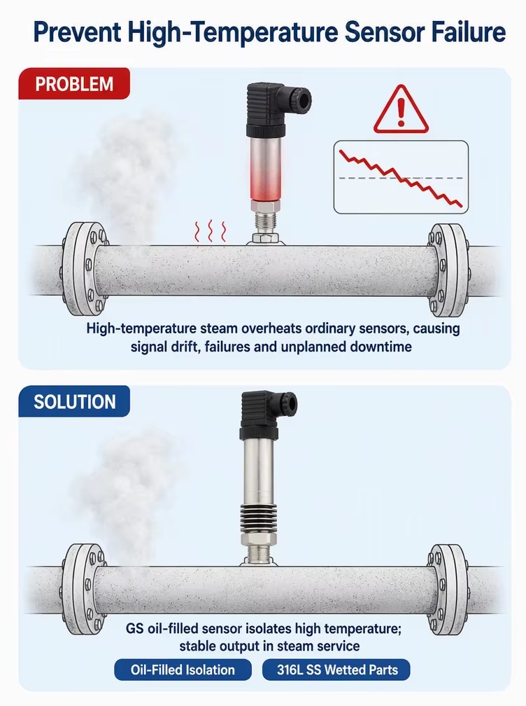 GPT220 0-10V Compact High Temperature Steam Pressure Sensor