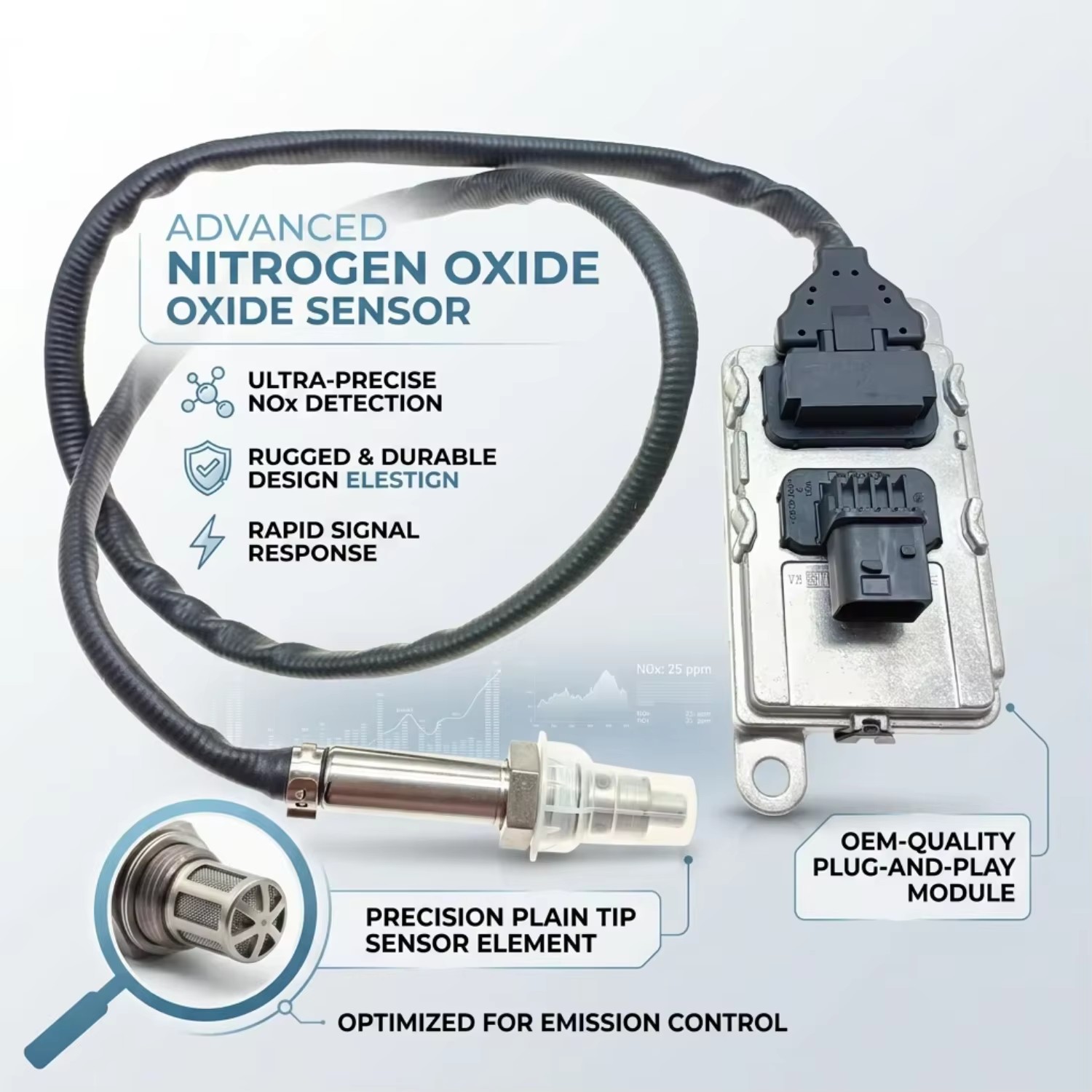Replacement Nox Sensor 24V 5593951 SNS1061 for Cummins ISC ISL 8.3 Diesel Exhaust Gas Monitor Probe Device