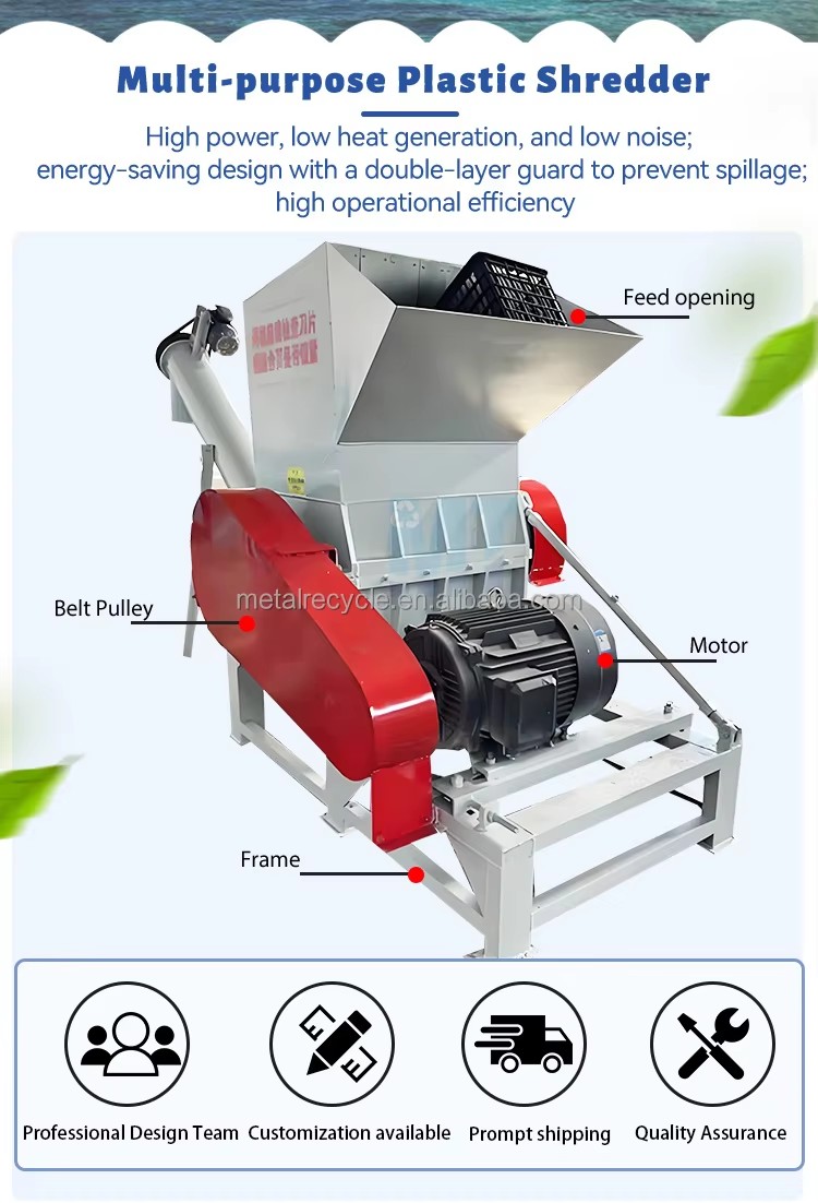 Installation Free Automatic Motor-Driven 15KW Plastic Shredder 800 PP/PE Mineral Water Bottle Crusher Energy Saving