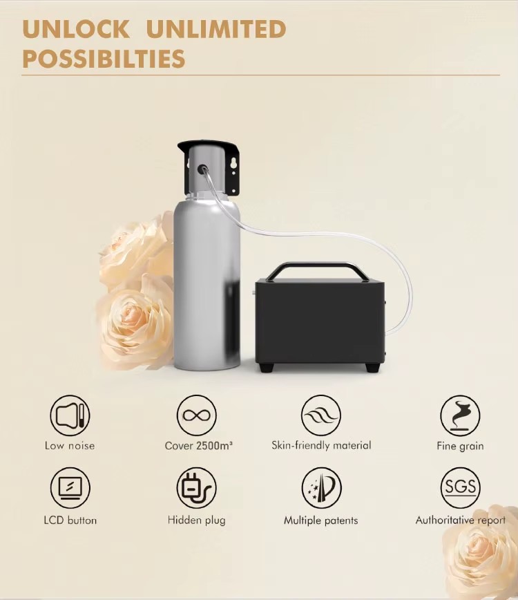 Smart/WiFi App-Controlled 1000ml Waterless Metal Aromatherapy Diffuser for Hotel Commercial Use Central Air Low Noise <38dB