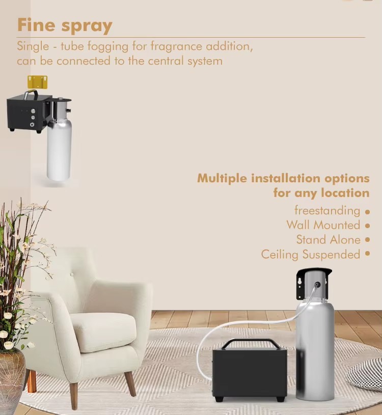 Smart/WiFi App-Controlled 1000ml Waterless Metal Aromatherapy Diffuser for Hotel Commercial Use Central Air Low Noise <38dB