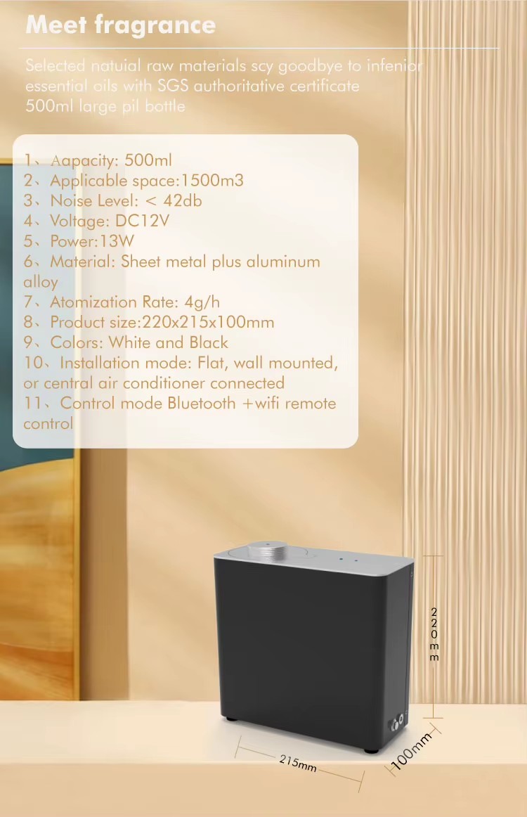 TS2500 Wall - Mounted Electric Aroma Diffuser with Bluetooth/WiFi - Controlled Fragrance System for Commercial Home and Hotel