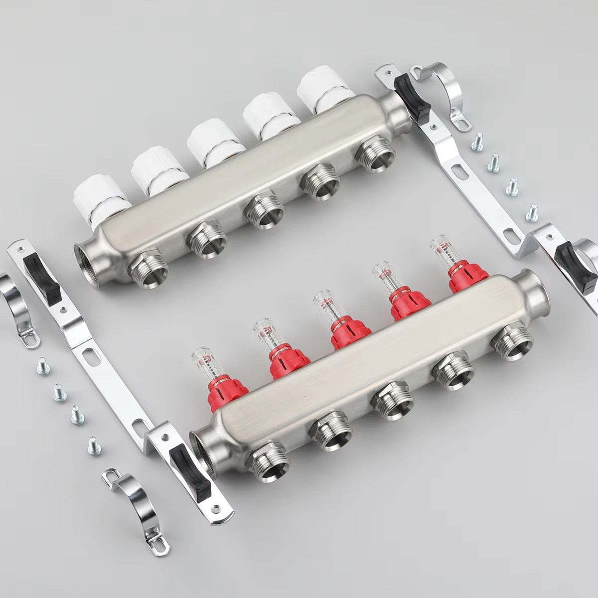 Stainless Steel Radiant Heat Manifold Set Precision Flow Control Collector Central Underfloor Heating Heating 0212