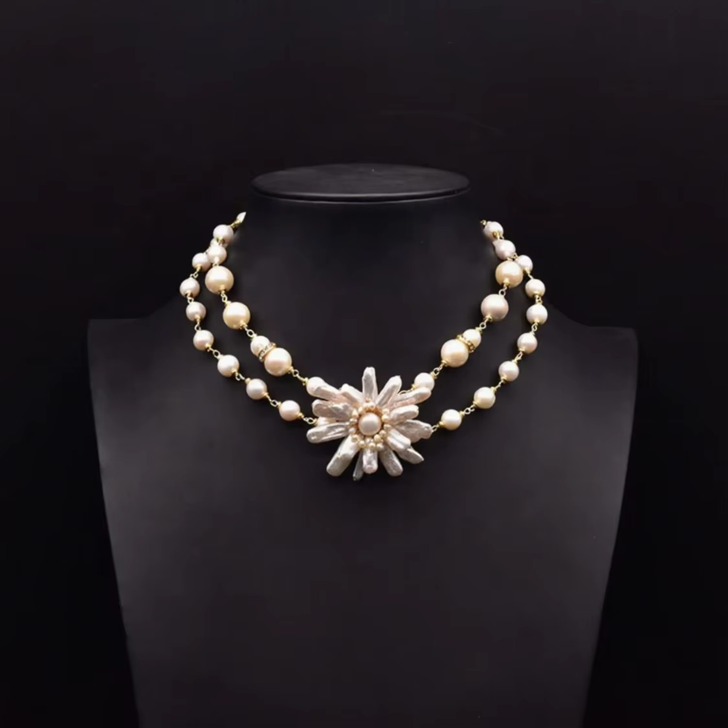 Baroque Pearl Flower Necklace in the Ladies Jewelry Collection Pearl Necklaces Pure Freshwater Pearl Necklaces
