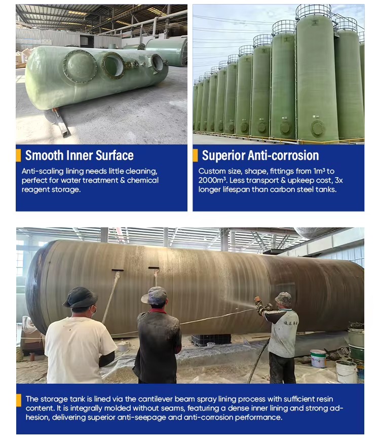 High Pressure Resistant FRP Cylinder Thick Wall Reinforced Base for Gas Compression Station or Industrial Air System