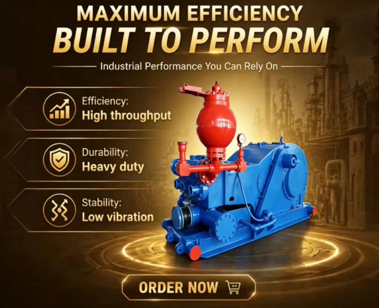 F1600HL Customizable Mud Pump Skid Mounted Complete Drilling Pump Set With Pulsation Dampener for Oilfield Construction