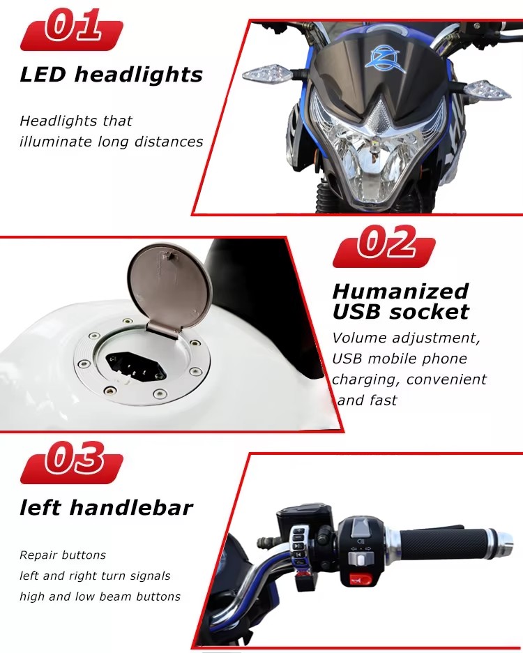 Manufacturer High Speed Gasoline Disc Brake Central Electric Motorcycle 15000w