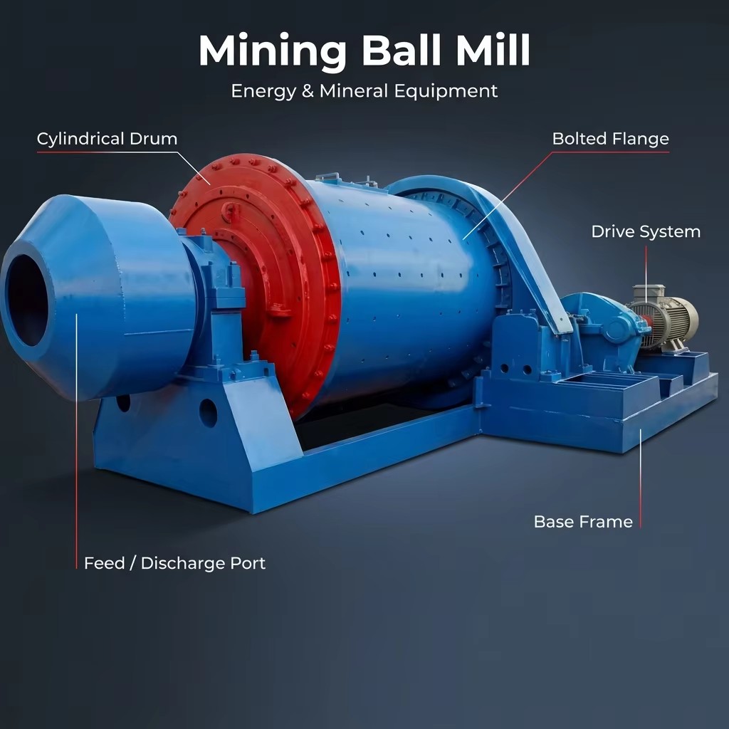 Mining Grinding Ball Mill with Engine and Motor for Ore Processing and Rock Chrome Gold Copper Lead Mineral Separation