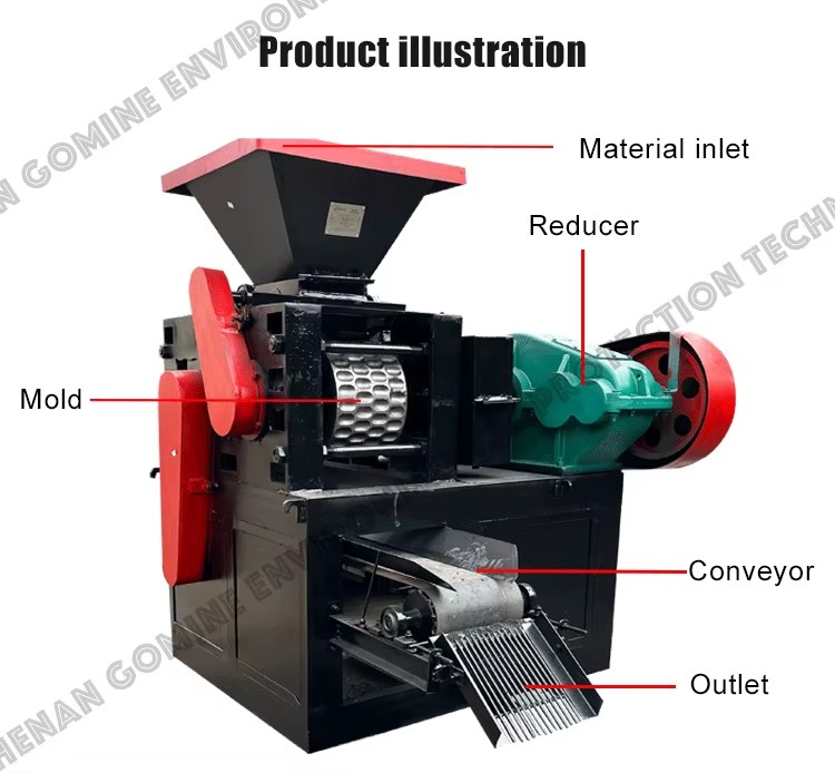 High Productivity Waste Wood Charcoal Pressing Machine Biomass Roller Briquette Press Machine
