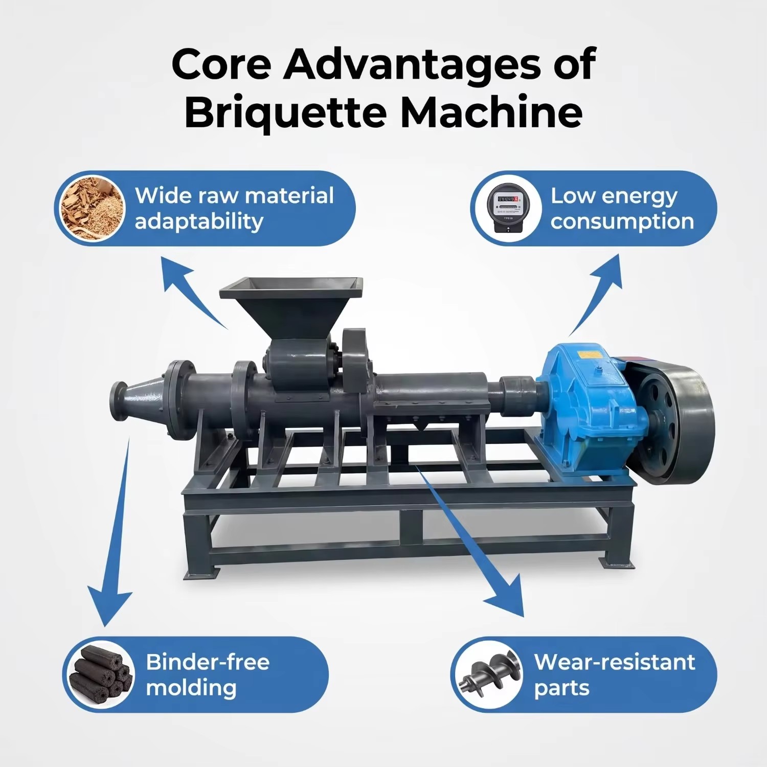Biomass Charcoal Briquette Machine Coal Dust Extruder for BBQ and Industrial Fuel Making