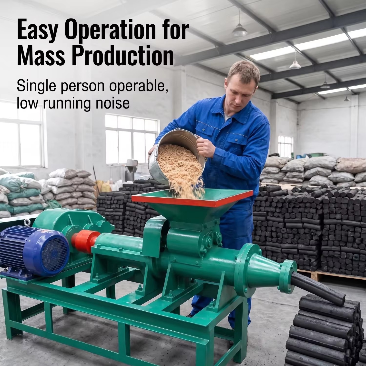 Factory Direct High-Yield Biomass Charcoal Briquette Extruder Machine for Hexagon Briquettes Brand 1.2-1.5T/H Capacity