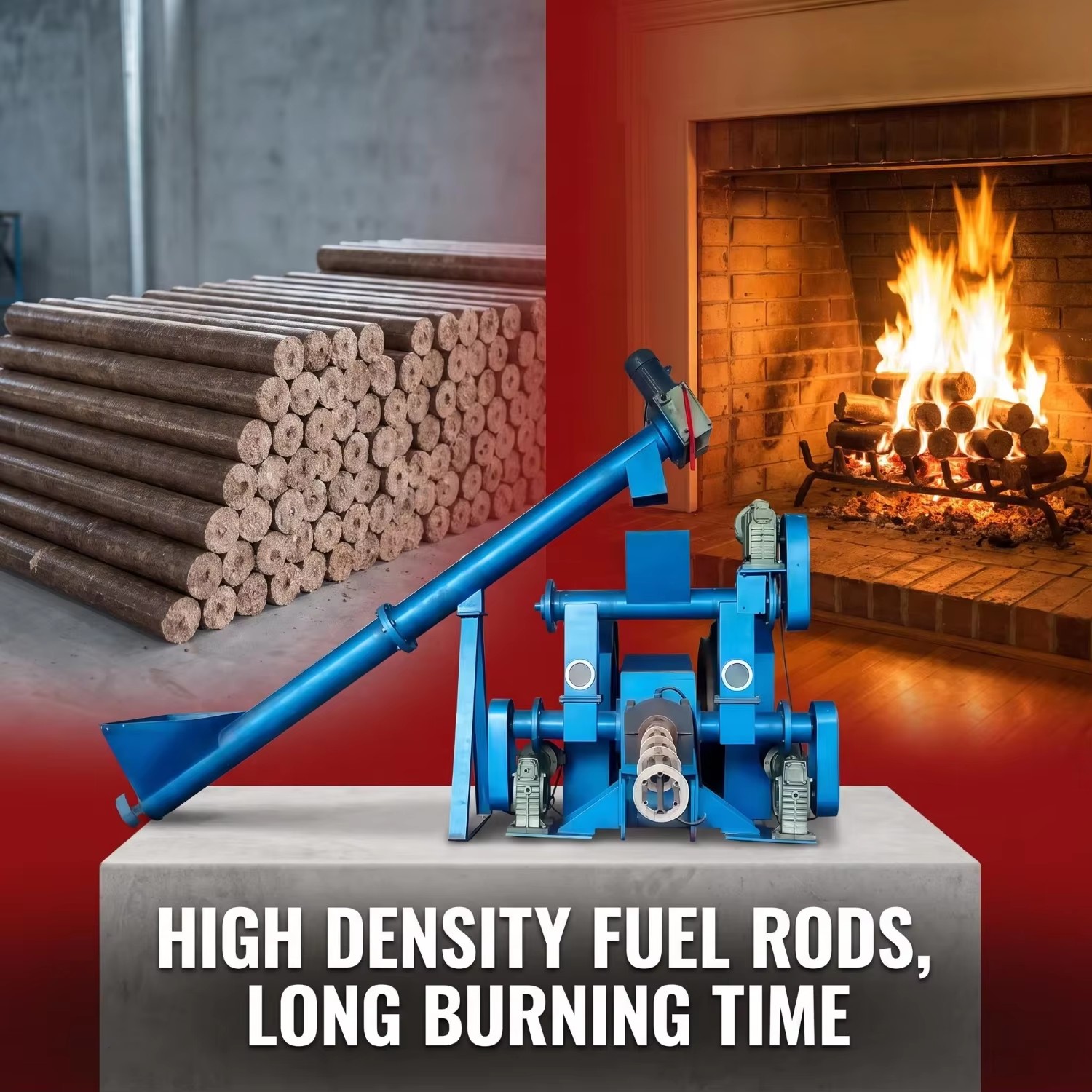 Large Hydraulic Wood Sawdust Briquette Machine with 400-800kg/h Capacity 380V for Making Wood Logs Diameter 80mm