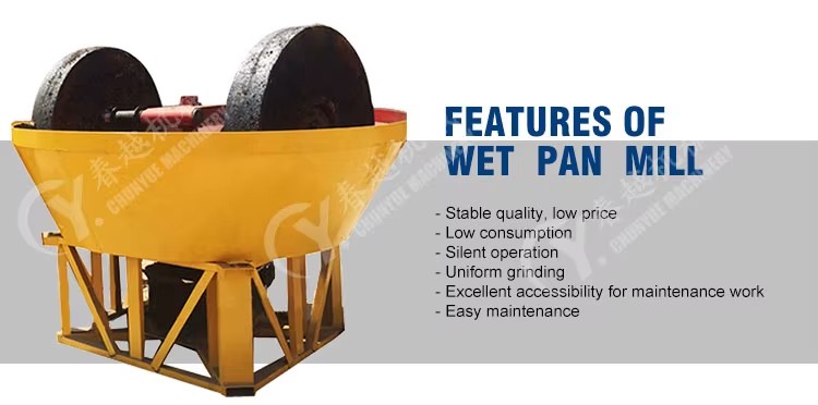 1100 Wet Pan Gold Mill Widely Used in Africa Middle East Small Gold Mines with Reliable Performance