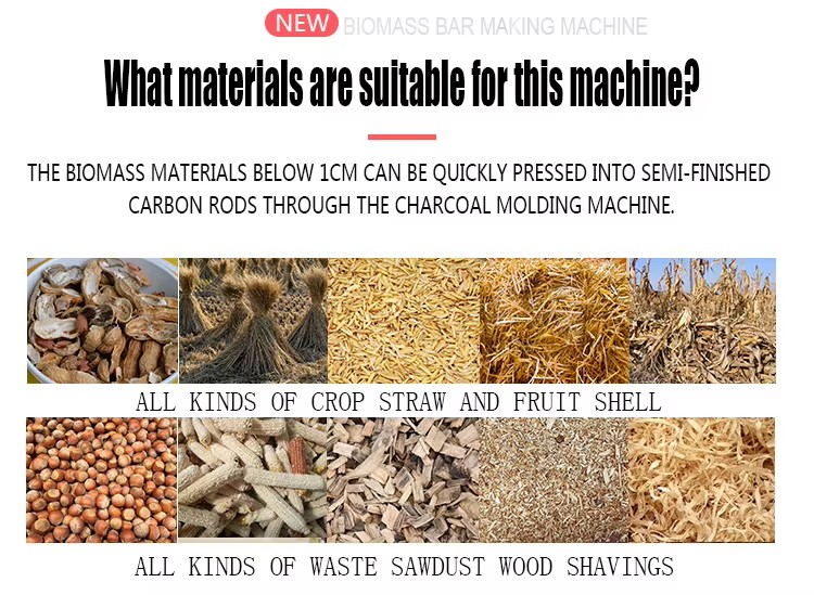 Straw Sawdust Briquette Charcoal Making Machine 300kg/h Capacity Rice Husk Wood Waste Rod Screw Extruder Easy Operate