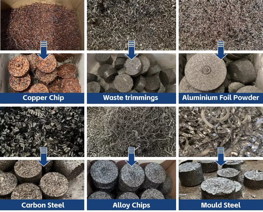 Scrap Metal Briquetting Press Aluminum Powder Iron Chip Compactor Machine for Lathe Turnings