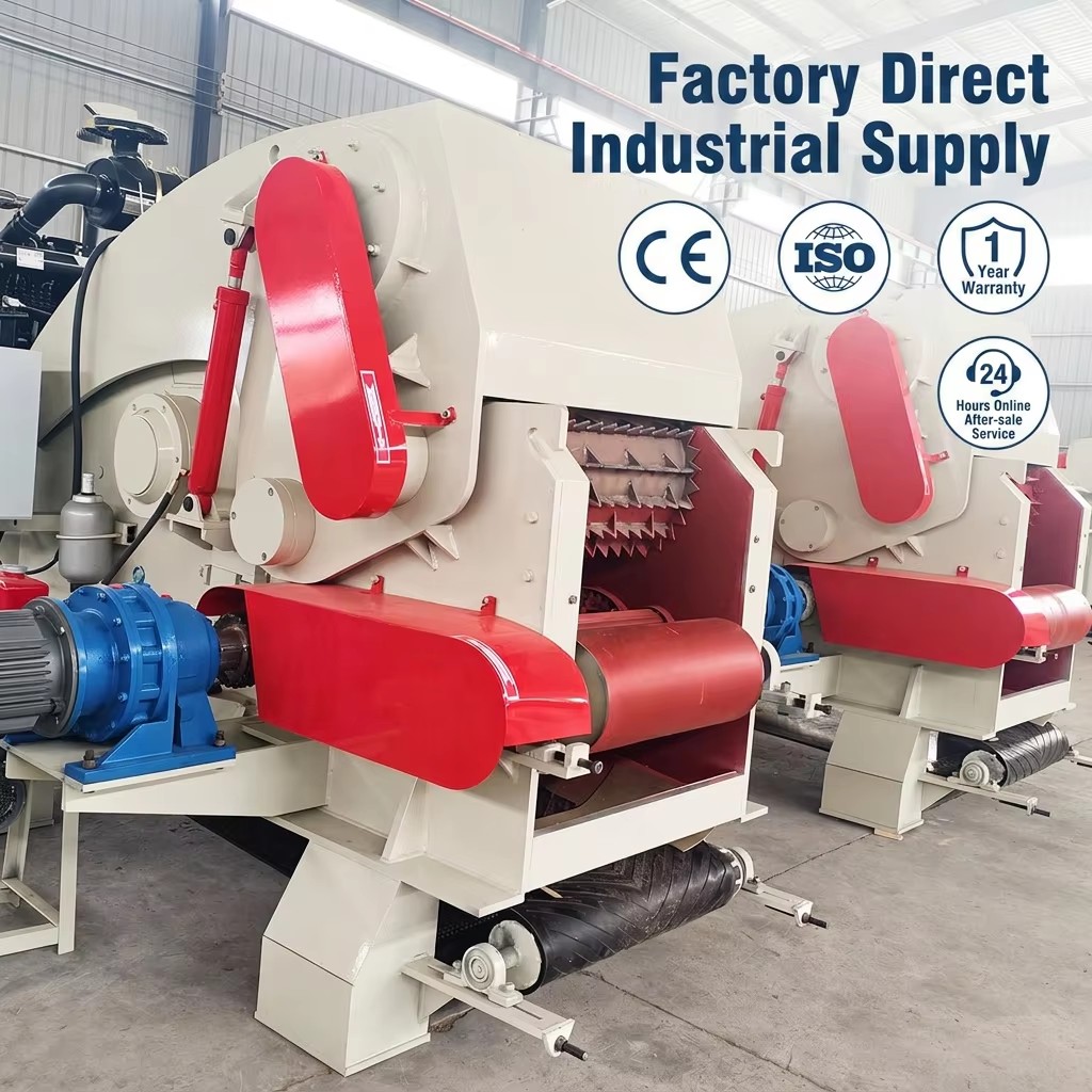 Heavy Duty Drum Wood Chipper Machine Large Capacity for Bamboo Palm Wood Processing