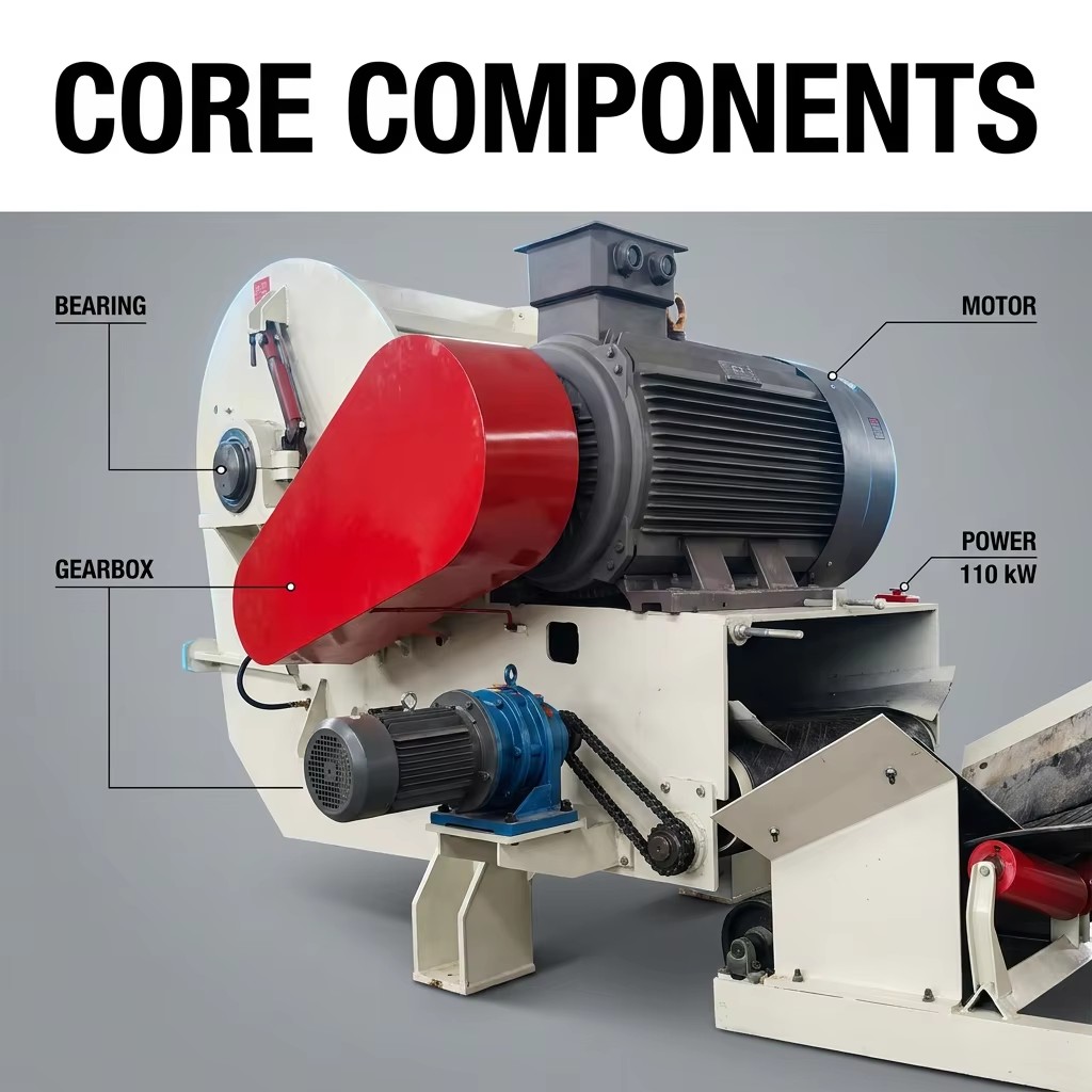 Heavy Duty Drum Wood Chipper Machine Large Capacity for Bamboo Palm Wood Processing