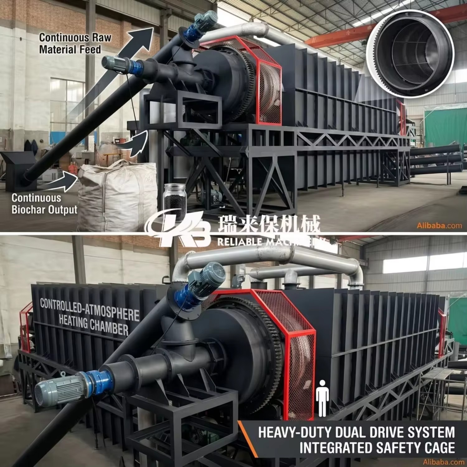 Smokeless Biomass Carbonization Plant for Wood Chips Sawdust Industrial Grade Charcoal Briquette Carbonization Stove