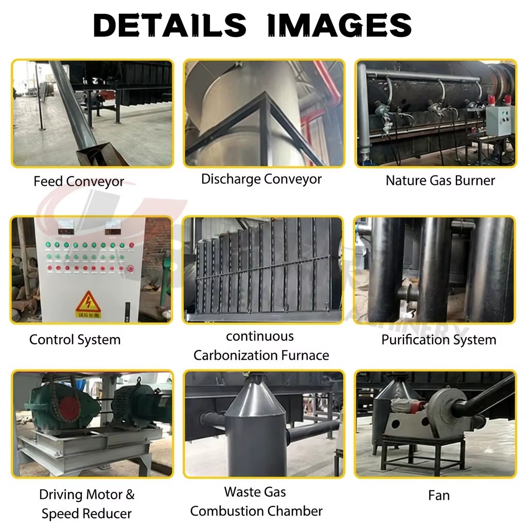 Smokeless Biomass Carbonization Plant for Wood Chips Sawdust Industrial Grade Charcoal Briquette Carbonization Stove