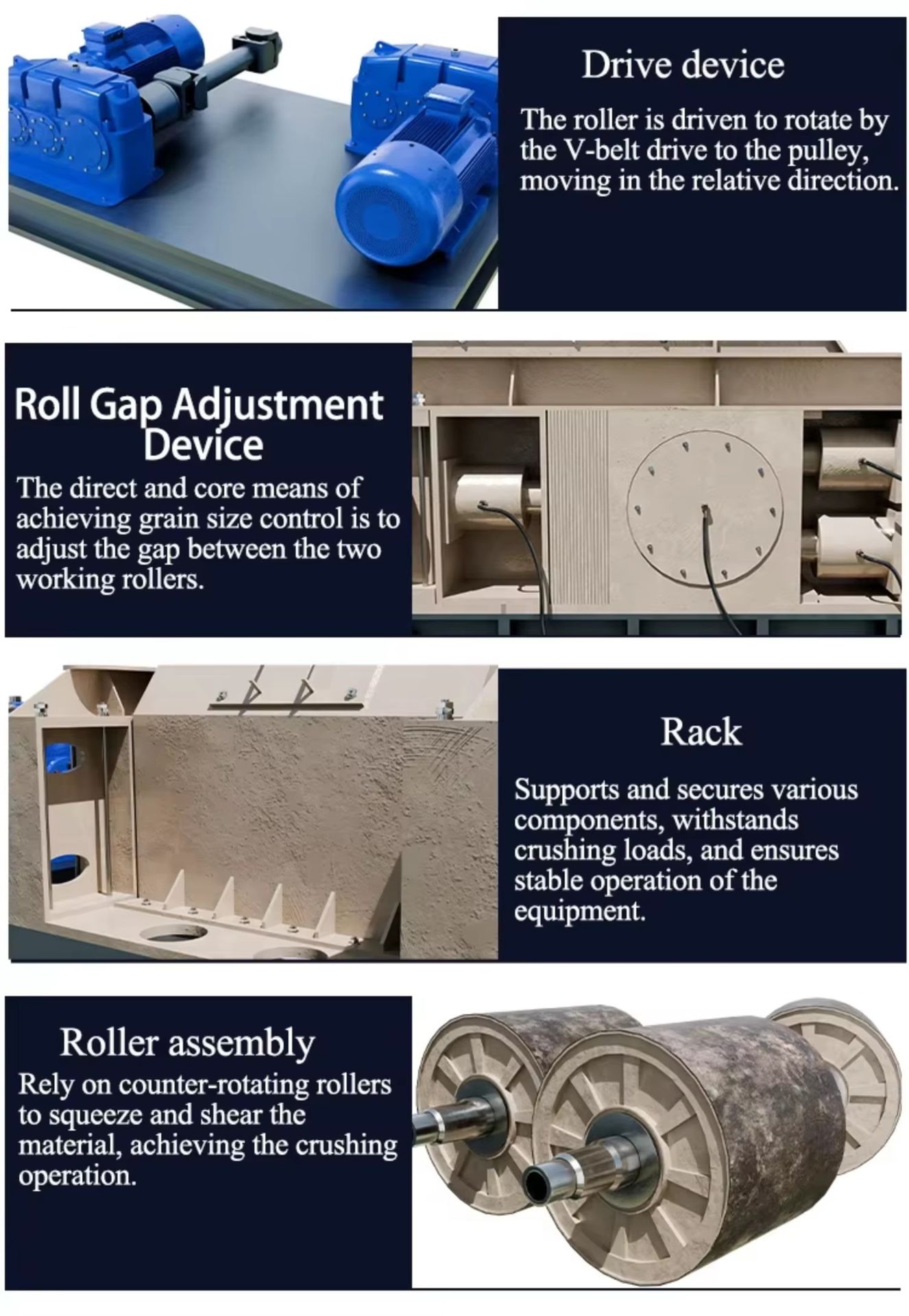 New Efficient Gearbox-equipped Two Roller Crusher Stable Structure Coal Salt Gold Rock Clay Material Roller Mill Crushing Plant