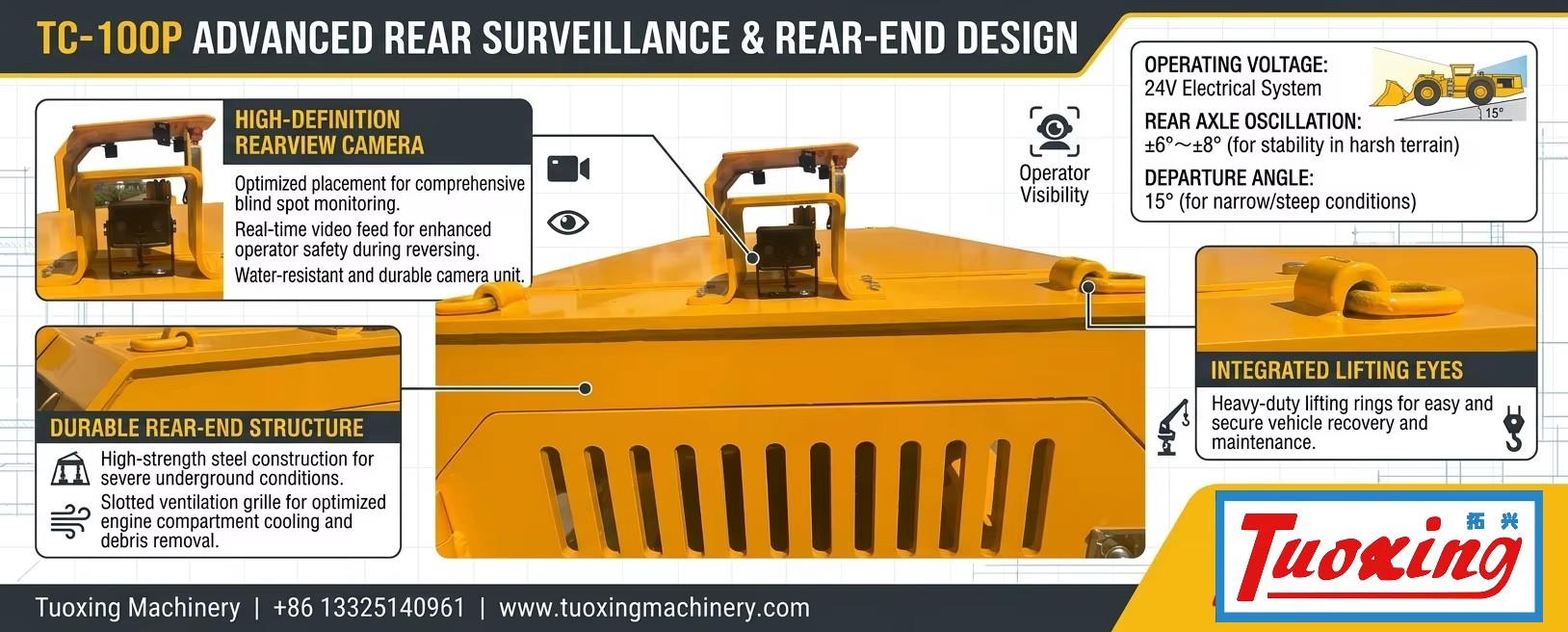 Tuoxing 2 Ton Diesel Mining Loader with ROPS/FOPS Cab WJ-1 1cbm Underground Lhd Loader