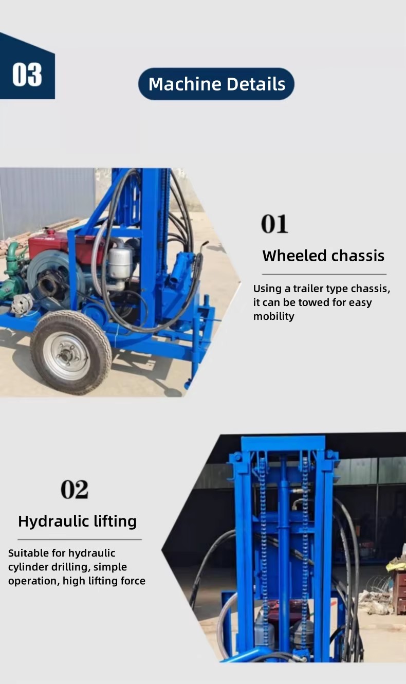 Diesel Drilling Rig, Small Hydraulic Drilling Rig, Household Deepwater Well Drilling Rig