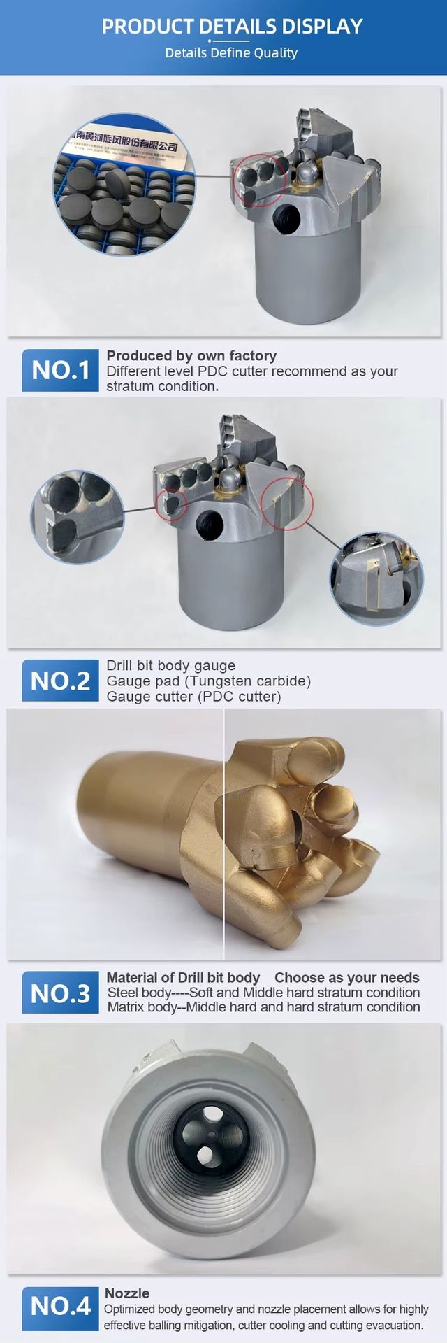 Oilfield API Thread Steel Body PDC Concave Bit Water Well Drilling matrix PDC Drill Bit for Water Well Drill Rig Machine