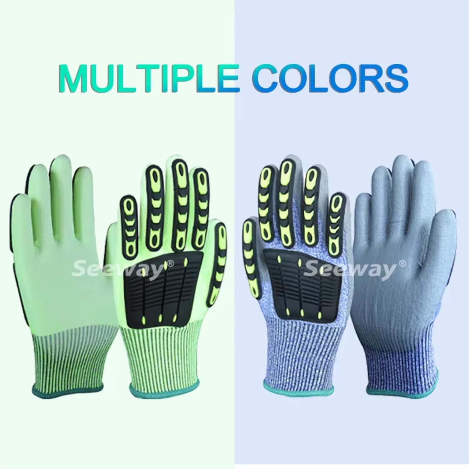 HPPE Cut Level 5 TPR Knuckle Oilfield Impact Gloves with PU Palm for Drilling Rig Safety