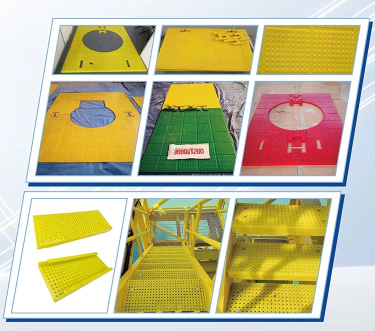 Polyurethane Steel Nail Reinforced Drilling Rig Floor Mat Api Standard Mining Operations Wear Resistant Safety Cutting Custom