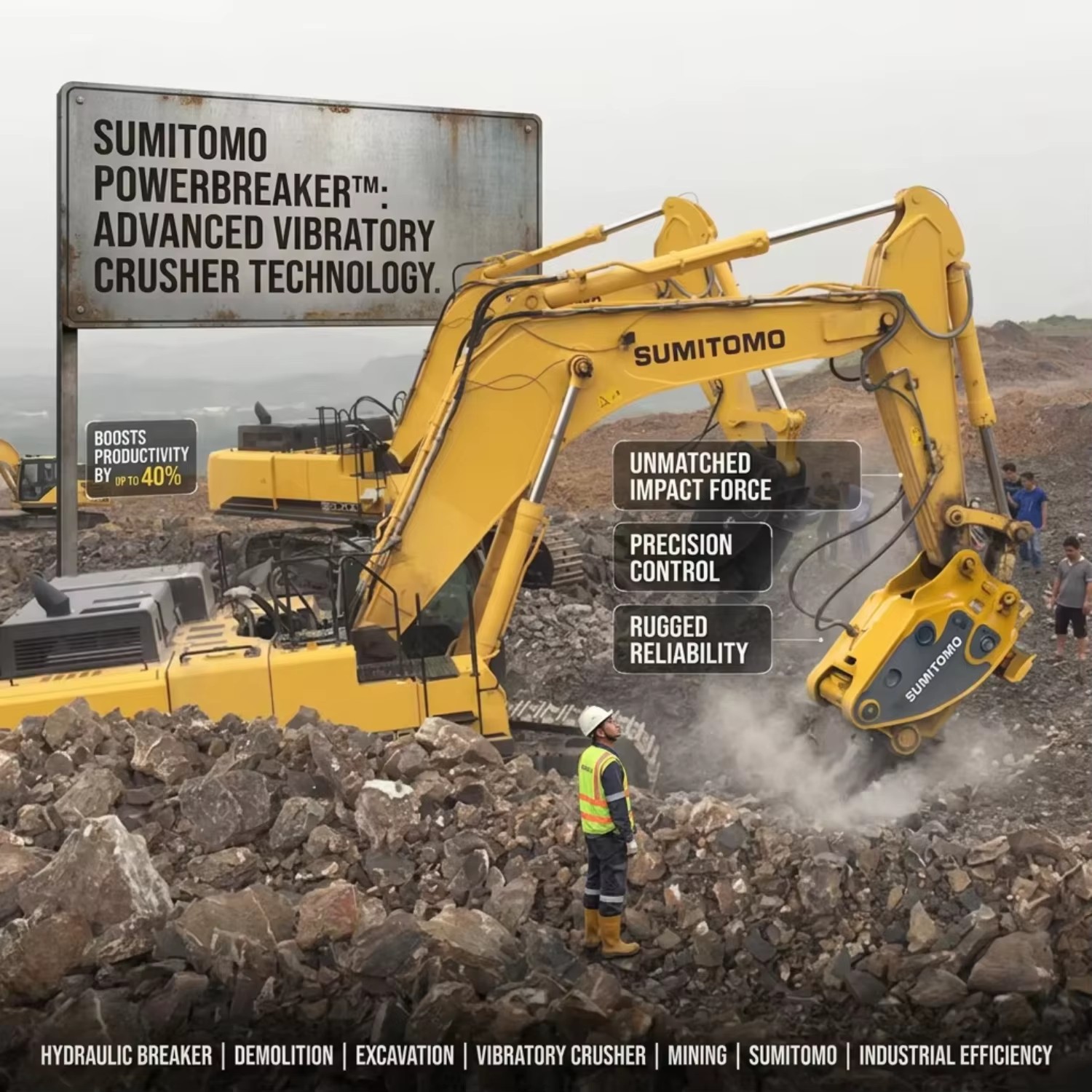 High Production Vibro Ripper Construction Machinery 3-5X Faster Than Breaker for 120-190 Ton Mining Operation