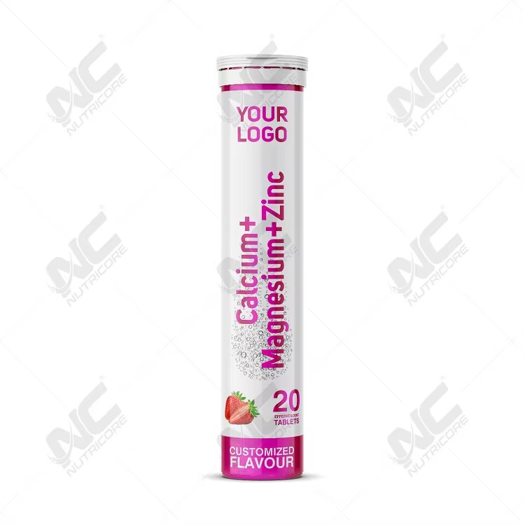 Premium Quality Natural Vitamin Calcium+Magnesium+Zinc Effervescent Tablets for Teenagers and Adults Supporting Bone Health