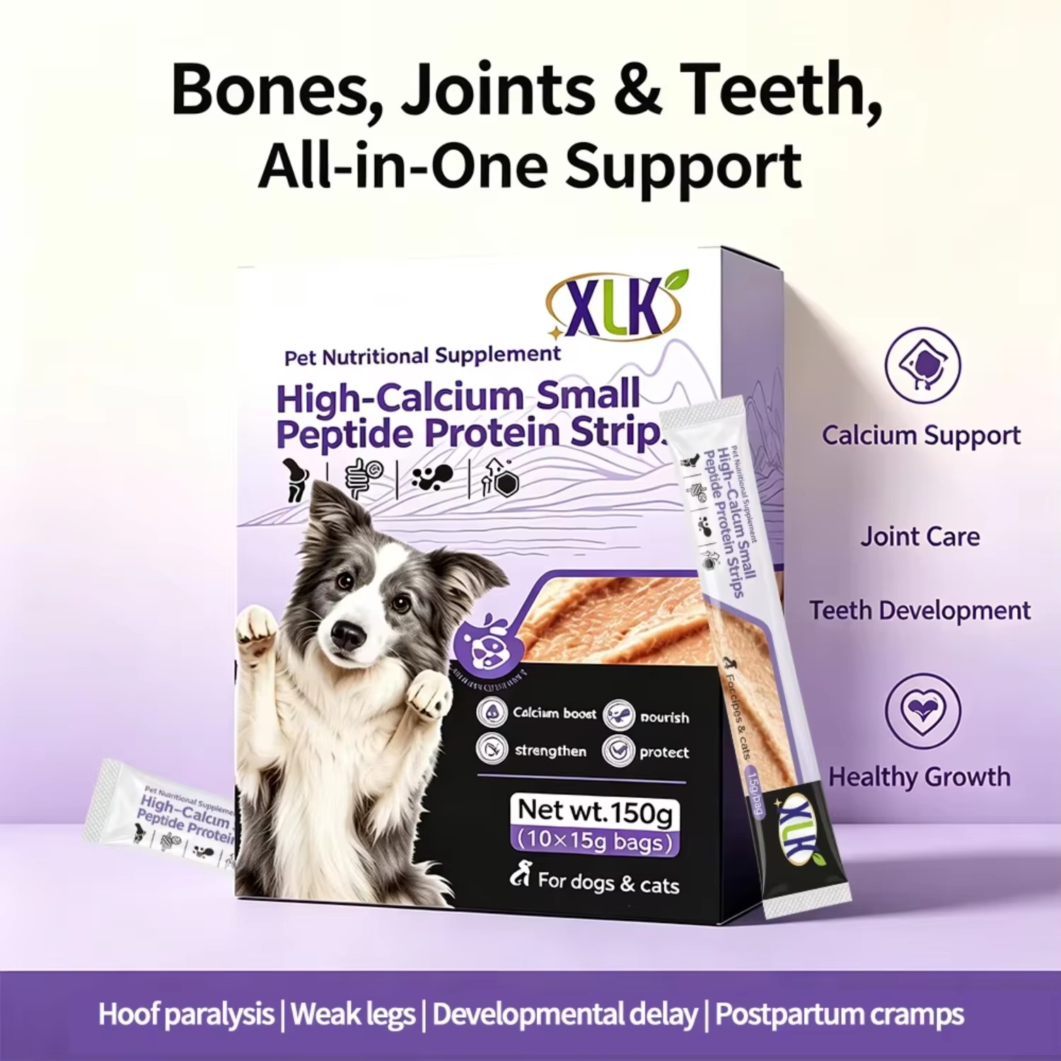 Wholesale Pet High-Calcium Peptide Treats Amino Acid Chelated Calcium Lactoferrin CPP Joint Bone Health Dogs Cats OEM