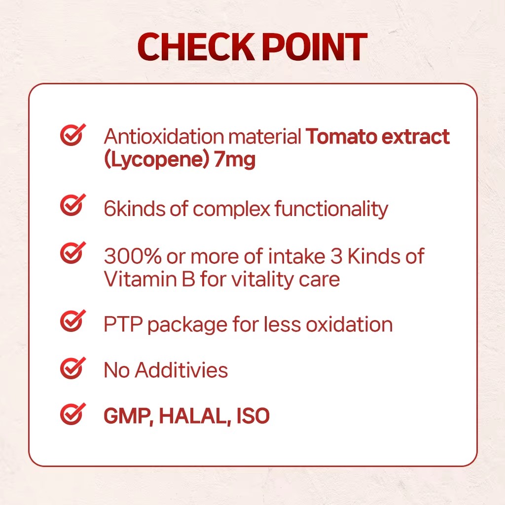 Top Selling Funeat Lycopene Vital Plus Premium Tomato Extract Rich Vitamins B1 B2 B6 E Calcium Iron Zinc Selenium Adults Tablets