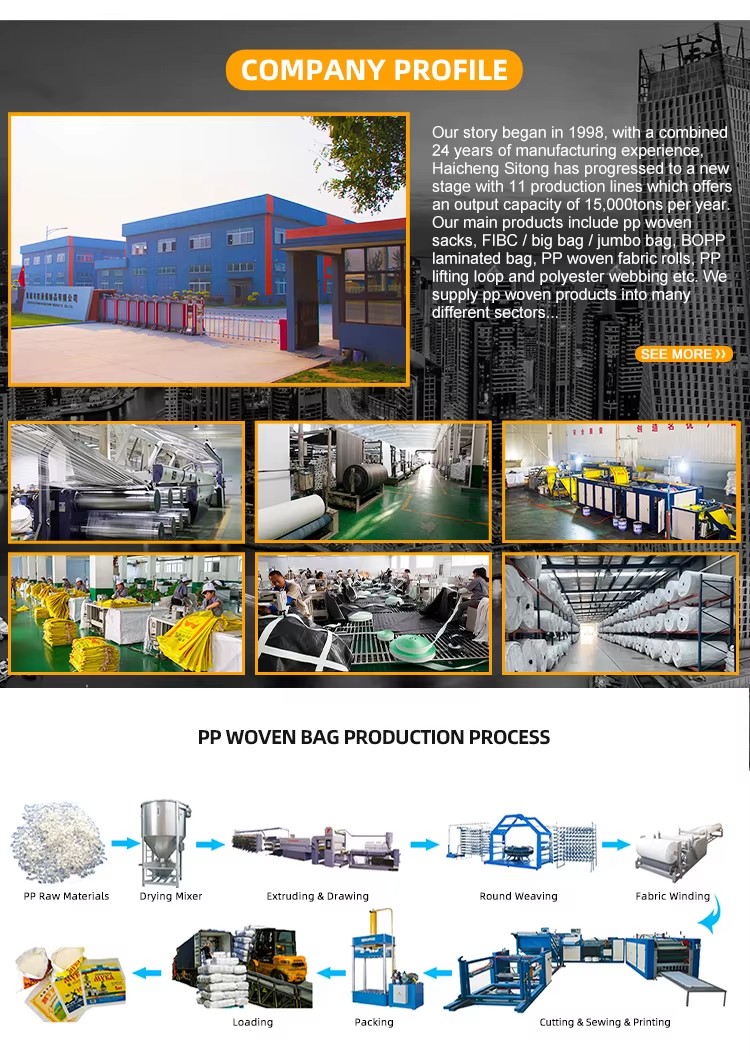 Supplier Polypropylene pp Woven Bulk Big Ton Bag / Jumbo Bag 1000kg 1500kg for Packing Stone, Fish Meal,sugar,cement,sand