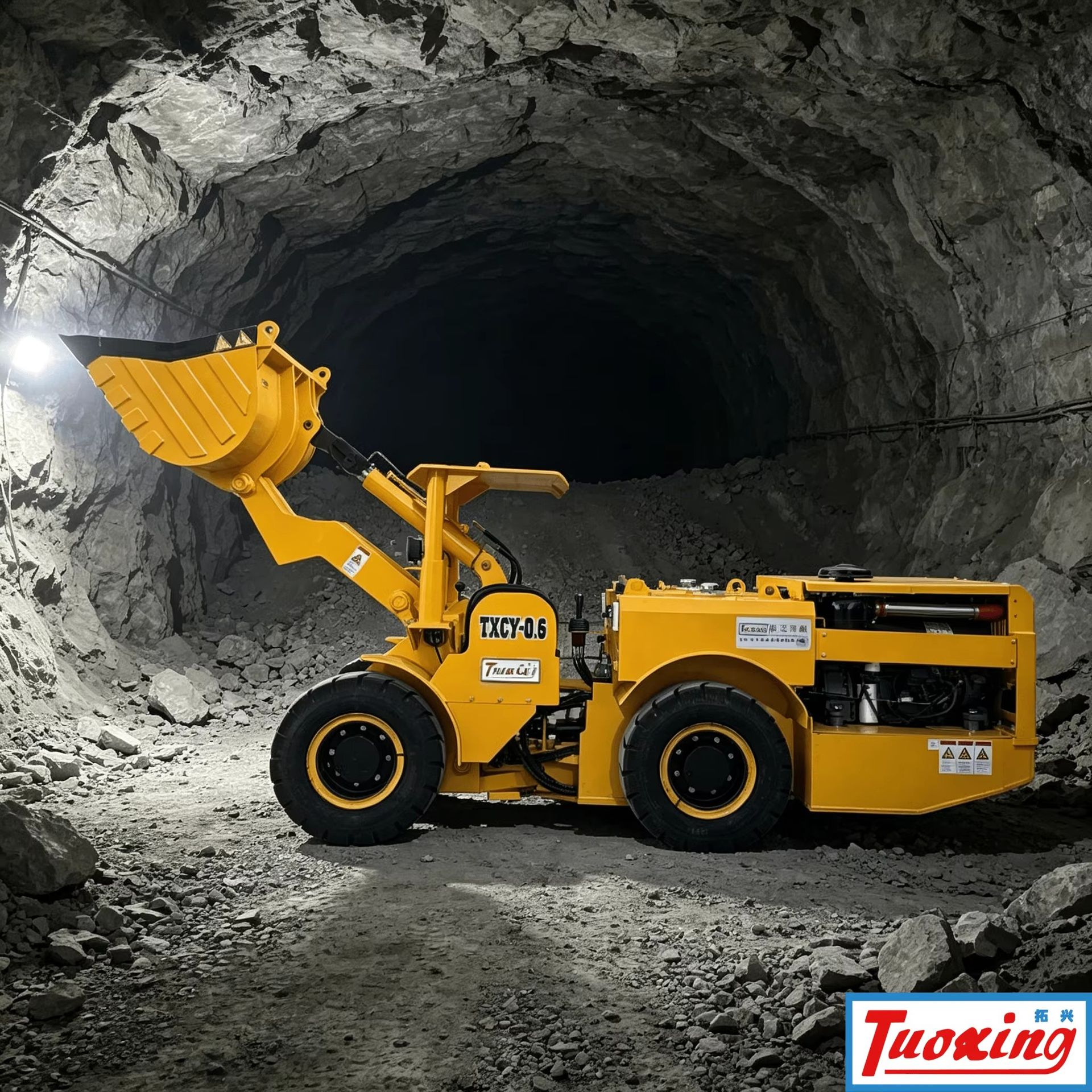 Tuoxing TC-0.6 Underground Scooptram Mining Equipment 0.5m Bucket 1.2t Rated Load Fully Hydraulic System for Gold Ore Haulage