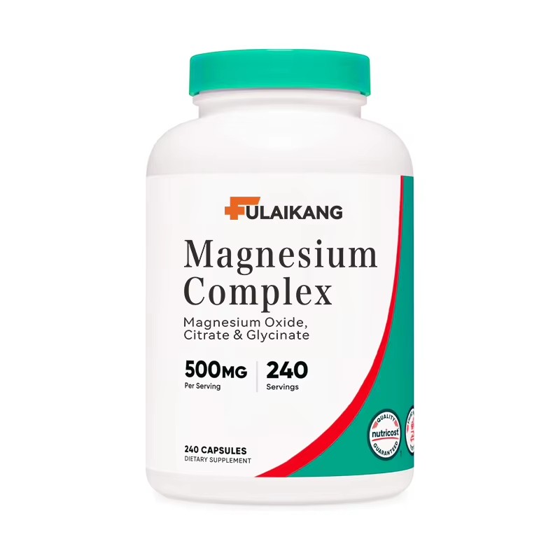 Private Label Magnesium Complex 500mg Triple Blend Oxide Citrate Glycinate Capsules Tested Health Supplements Bulk