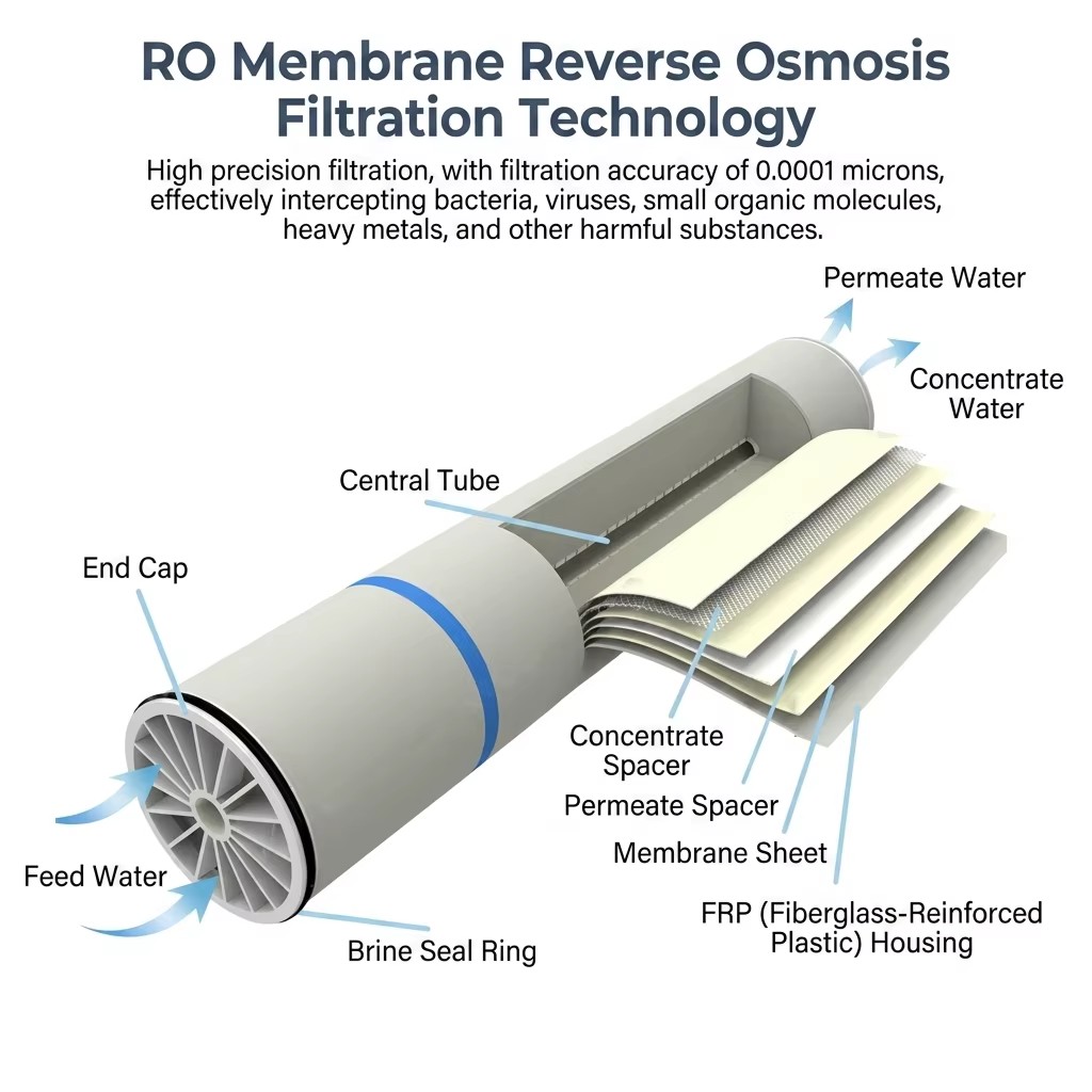 Fiberglass Industrial Brackish Alkaline Water Reverse Osmosis Filter System Ro Membrane 4040 Filtration Water Plant FRP