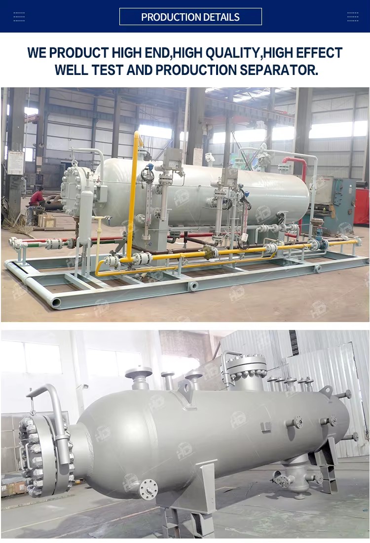 Skid Mounted Oil Gas Water 3 Phase Separator for Oilfield Surface Well Testing