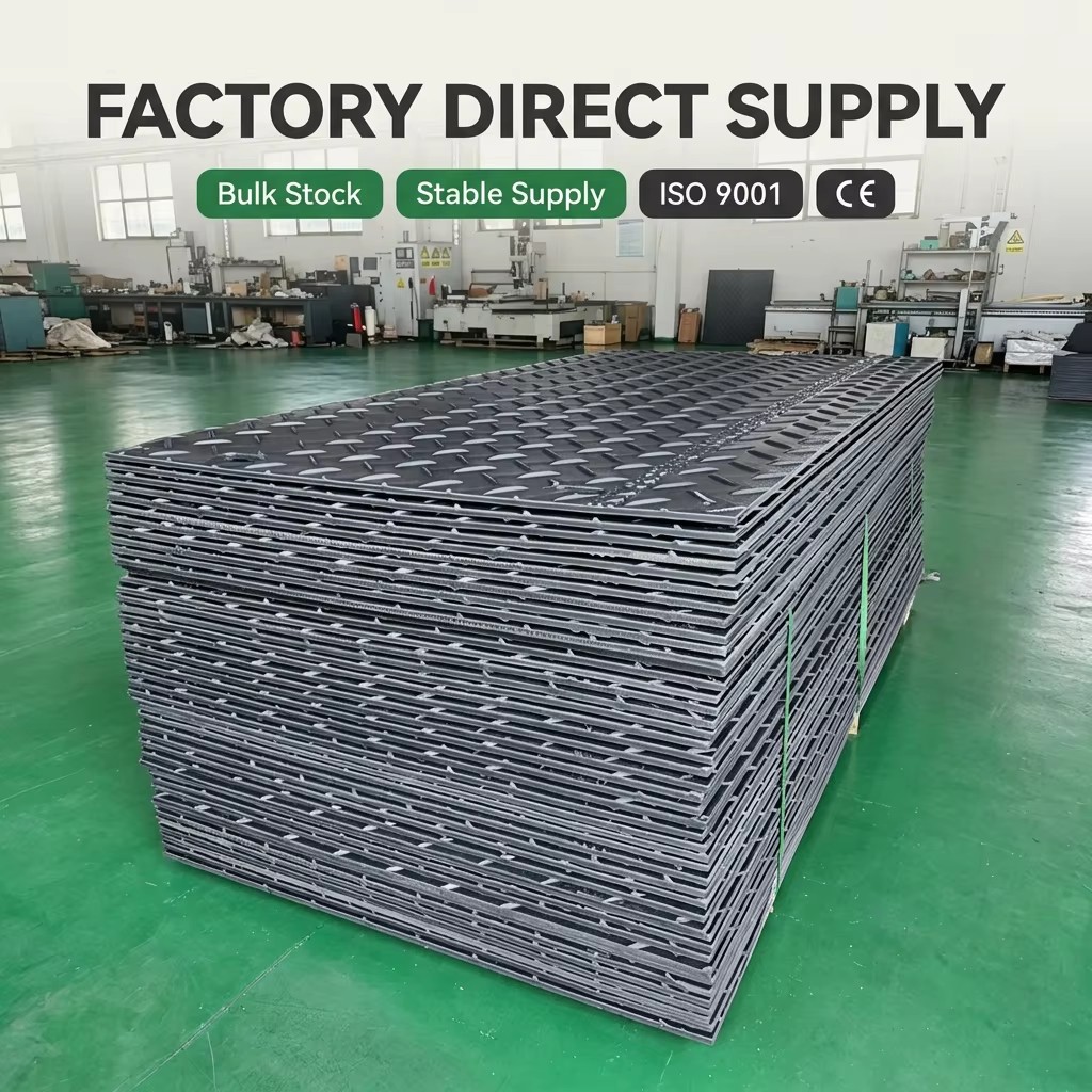 Temporary Road Mat Anti-slip HDPE Plate Textured Surface Ground Protection Sheet for Oil Field and Excavator