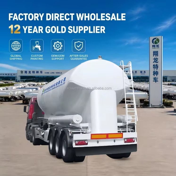 3 Axle Bulk Cement Tank Semi Trailer FUWA 13t Axles Air Suspension Concrete Tanker Factory for Dry Bulk Material Transport