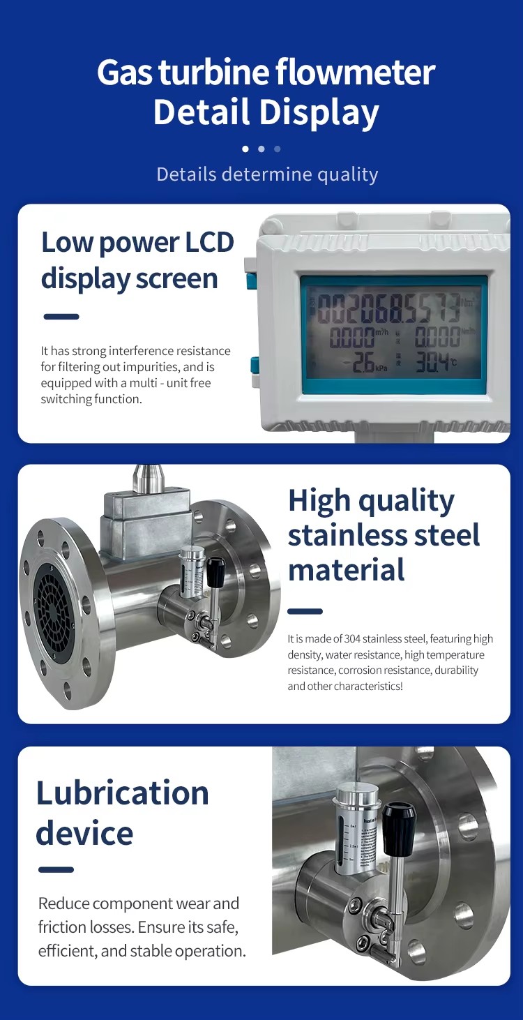 High Turndown Pulse 4-20mA RS485 Bi-Directional Robust Industrial Gas Helium Carbon Dioxide Gas Turbine Flow Meter
