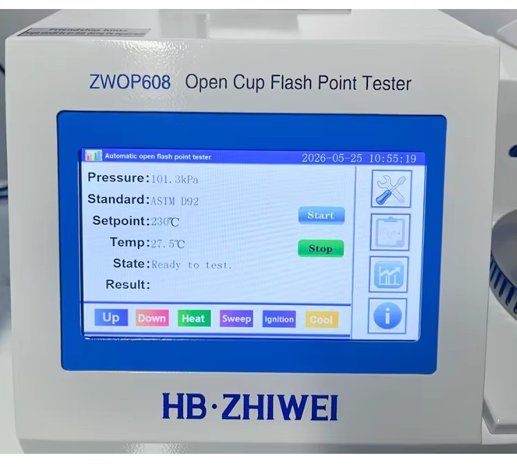 Automatic Open Cup Flash Point Tester ASTM D92 Petroleum Oil Testing Equipment ZWOP608 Touch Screen